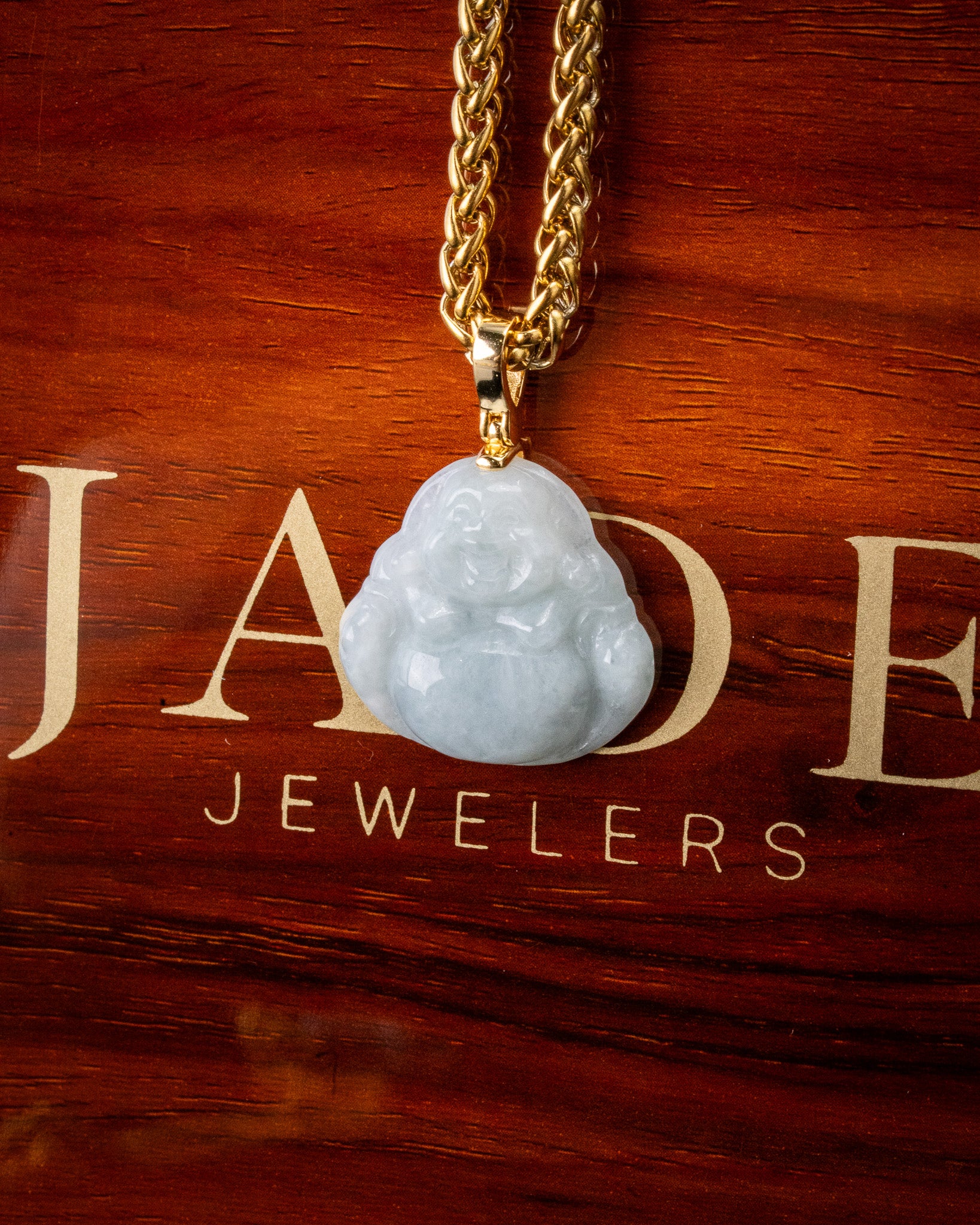Micro Laughing Buddha Jade Pendant - Image 3