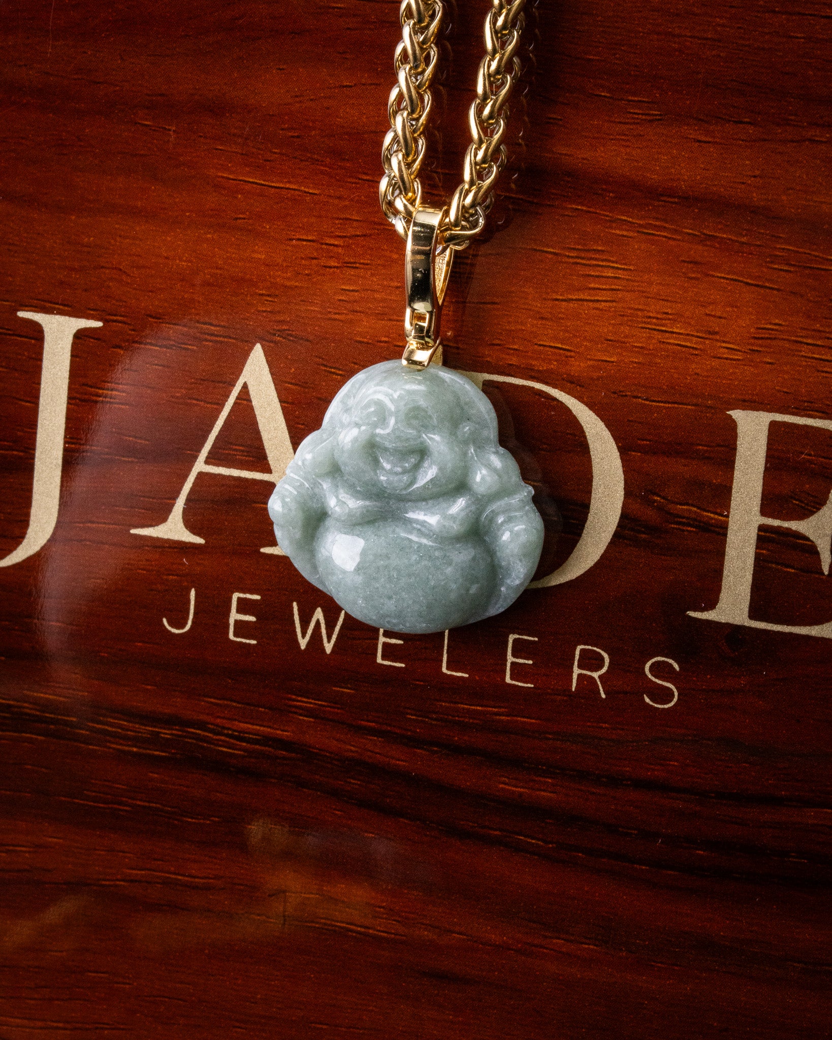 Micro Laughing Buddha Jade Pendant - Image 4