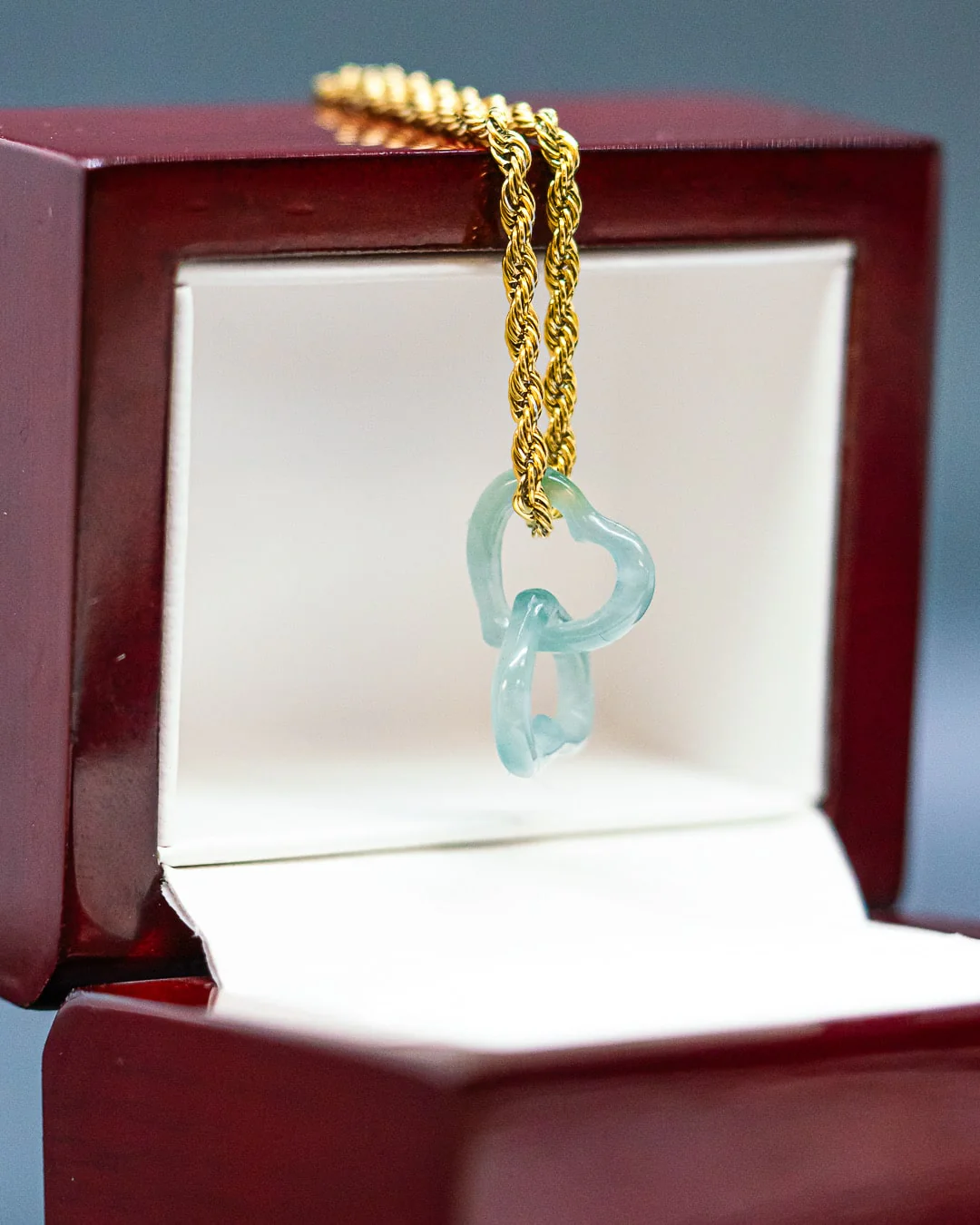 Micro Heart Link Jade Pendant - Image 3