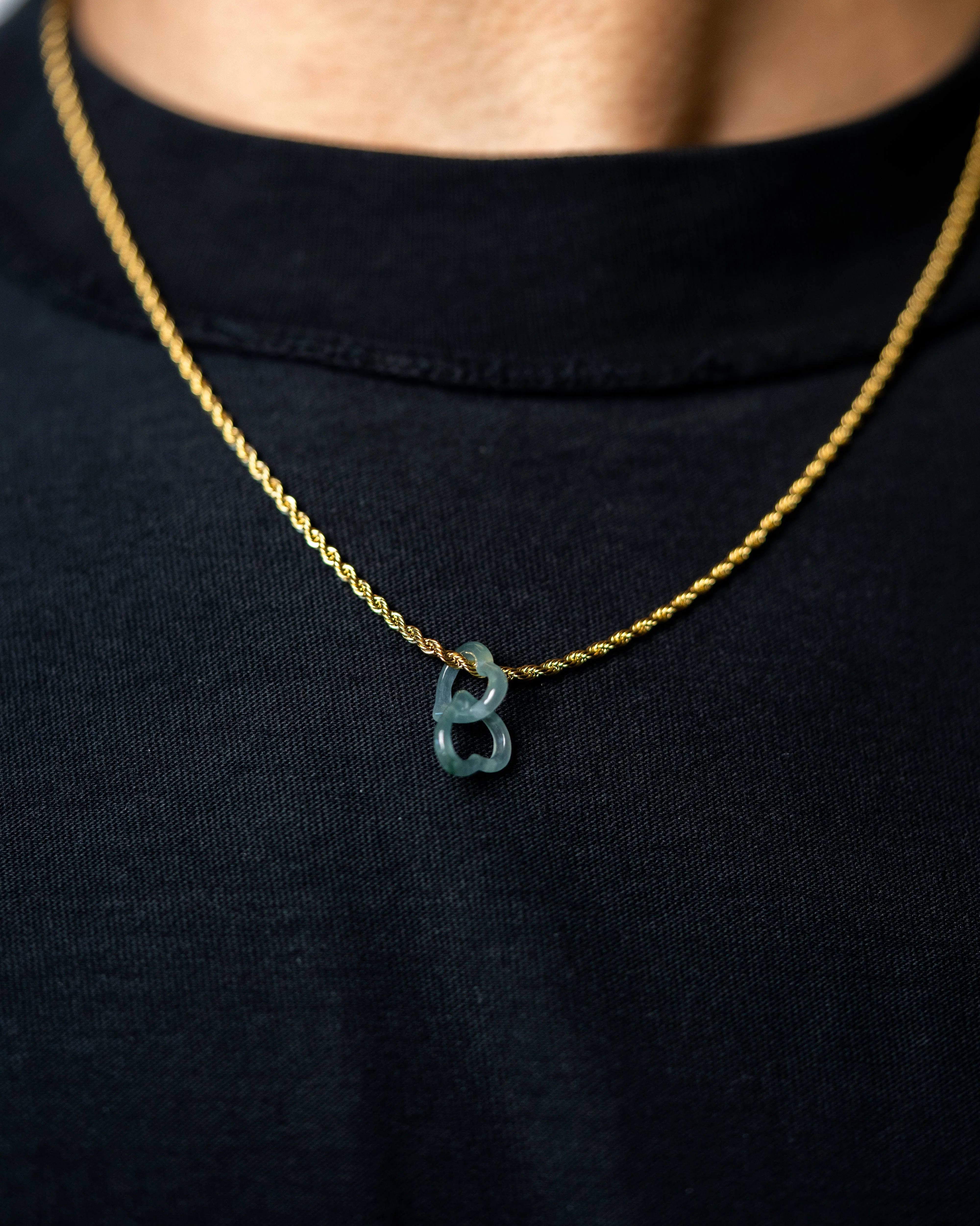 Micro Heart Link Jade Pendant - Image 4