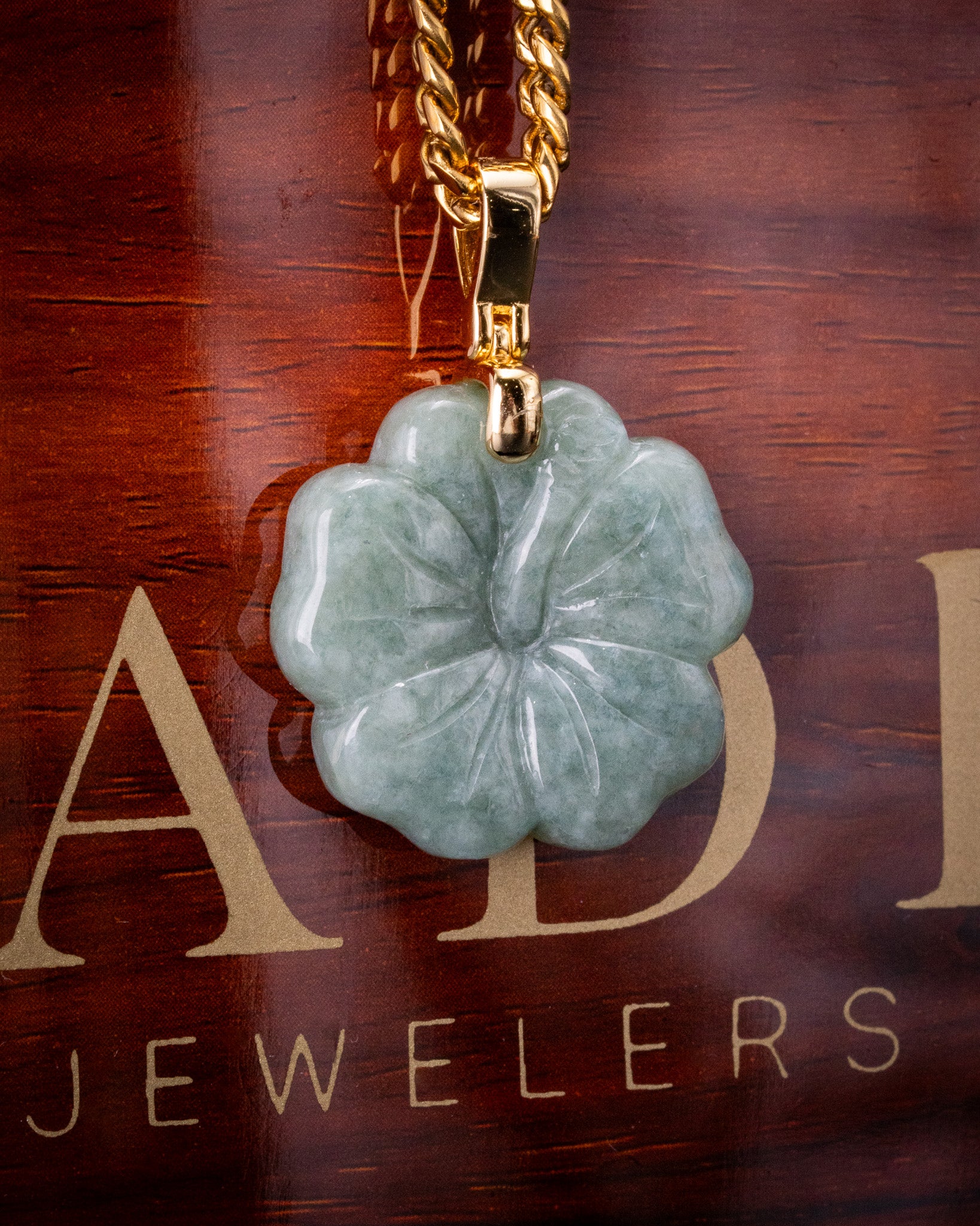 Micro Hibiscus Flower Jade Pendant - Image 3