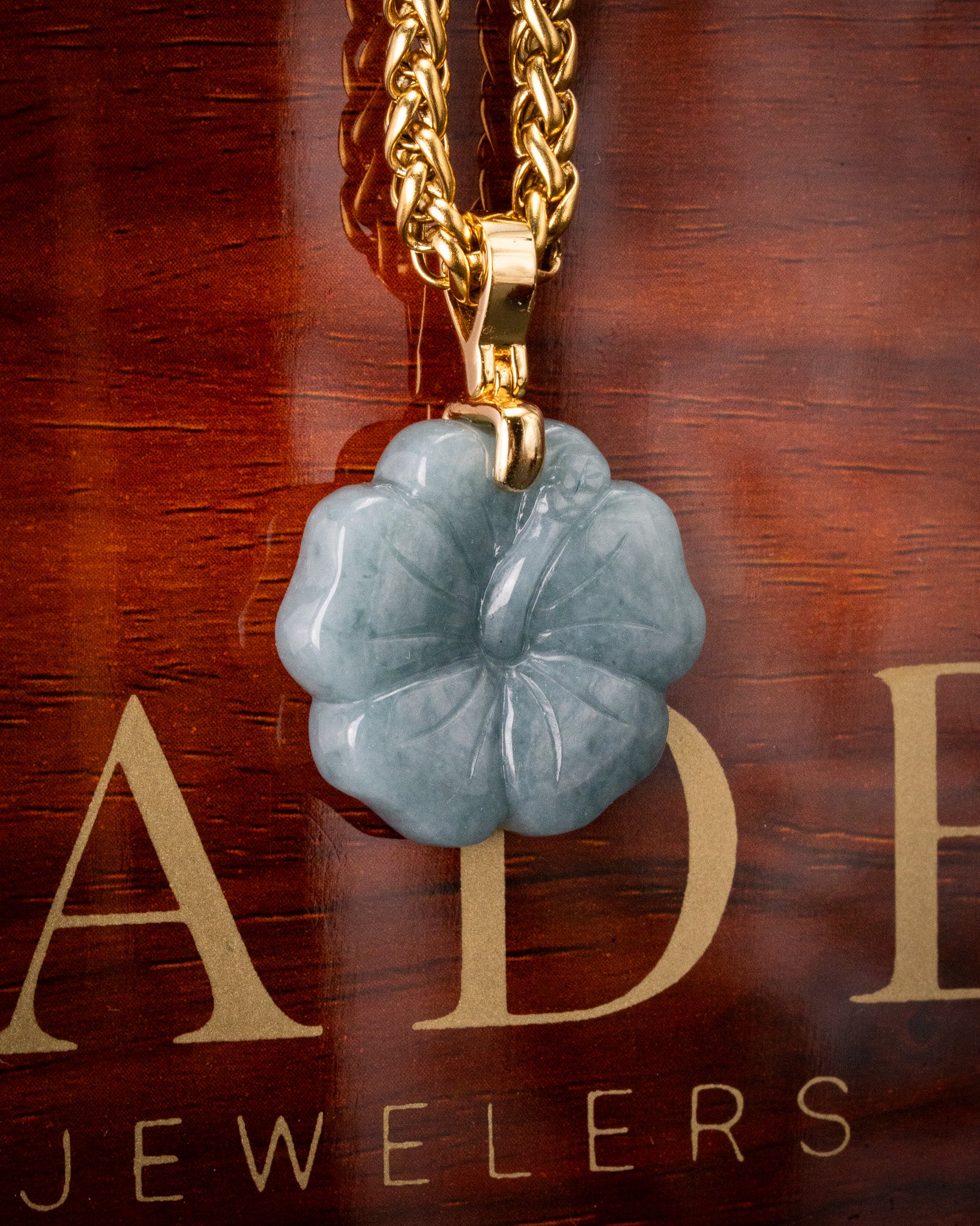 Micro Hibiscus Flower Jade Pendant - Image 4