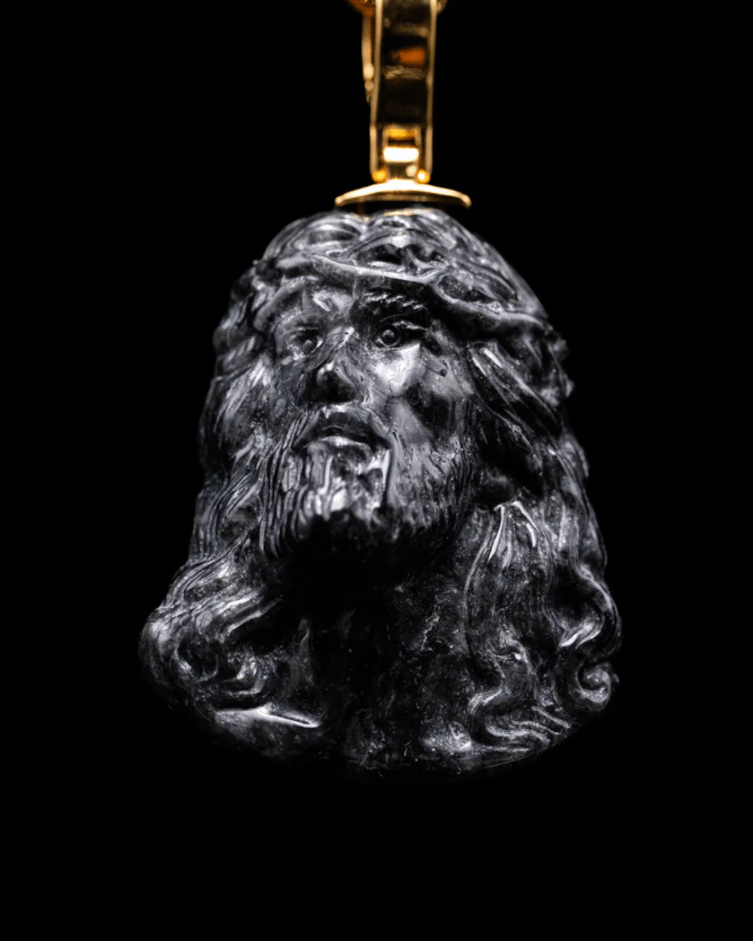 Micro Jesus Head Jade Pendant - Image 4