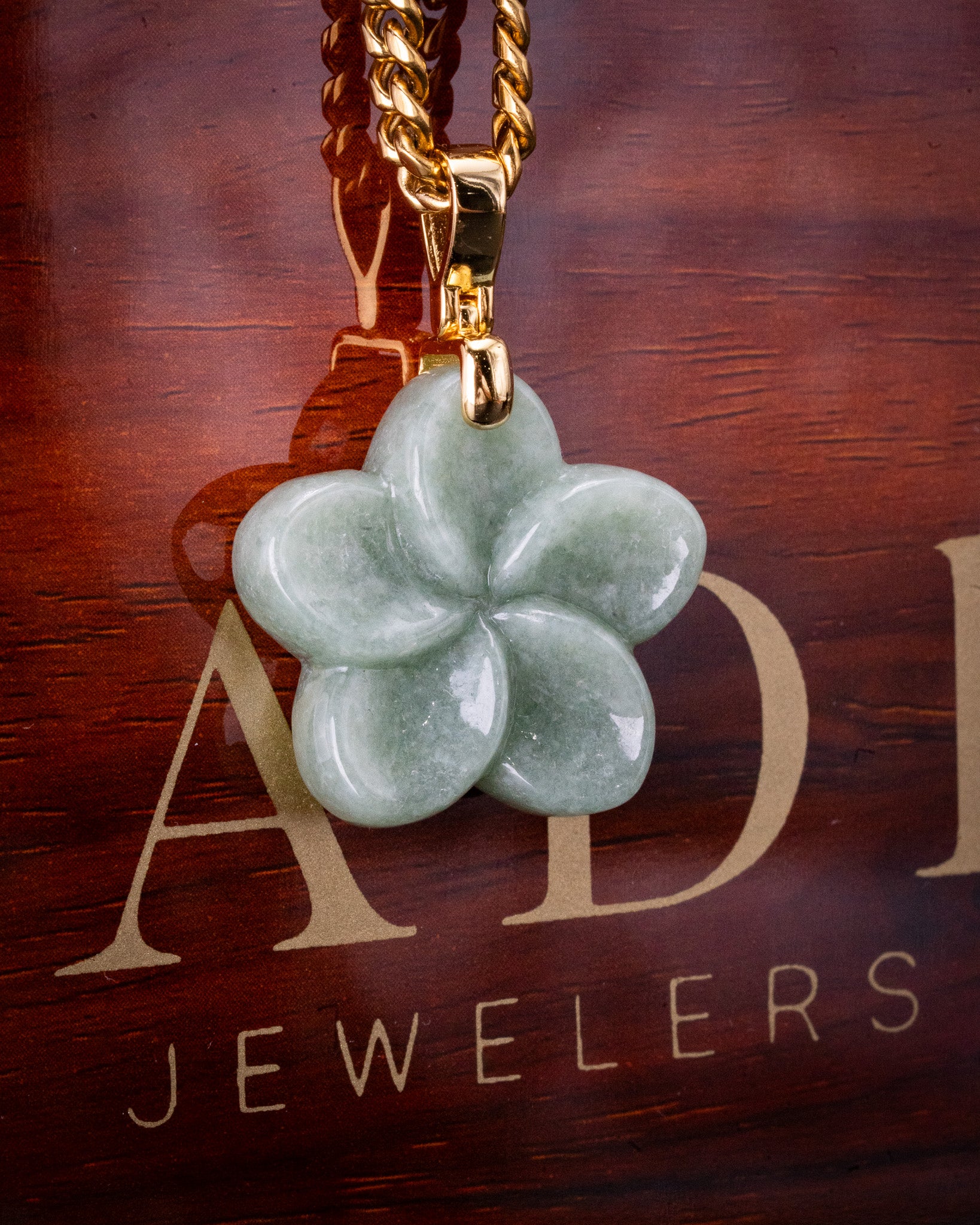 Micro Plumeria Flower Jade Pendant - Image 3