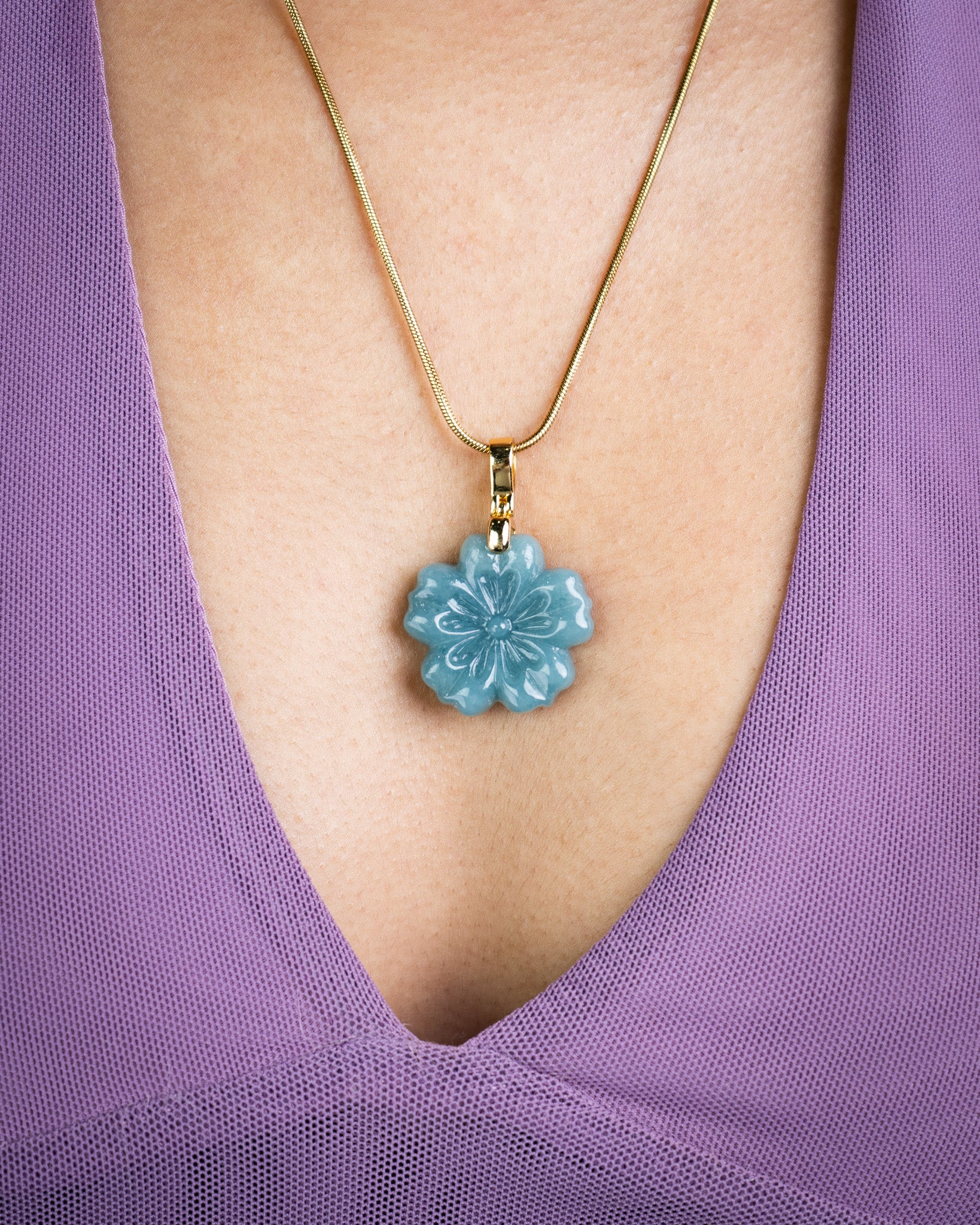 Micro Sakura Flower Jade Pendant - Image 5