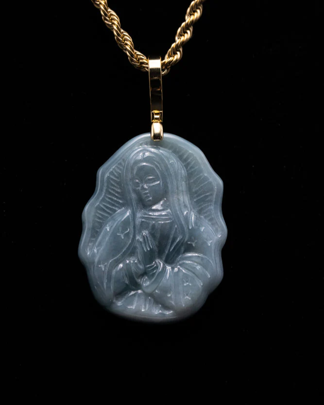 Micro Virgin Mary Jade Pendant - Image 3