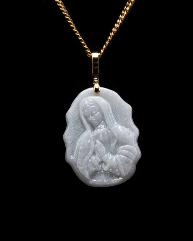Micro Virgin Mary Jade Pendant - Image 4
