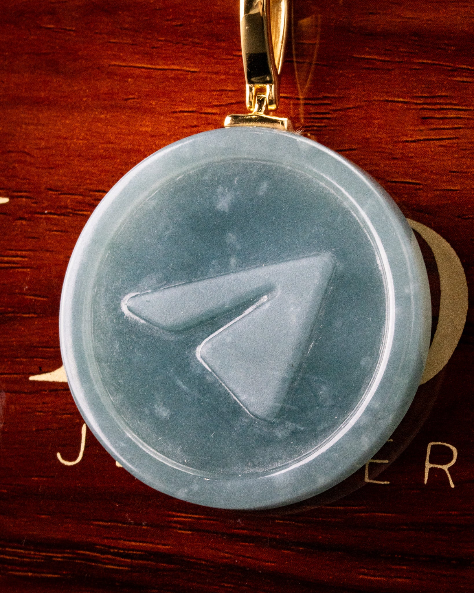 Paper Airplane Blue Water Jade Pendant - Image 2