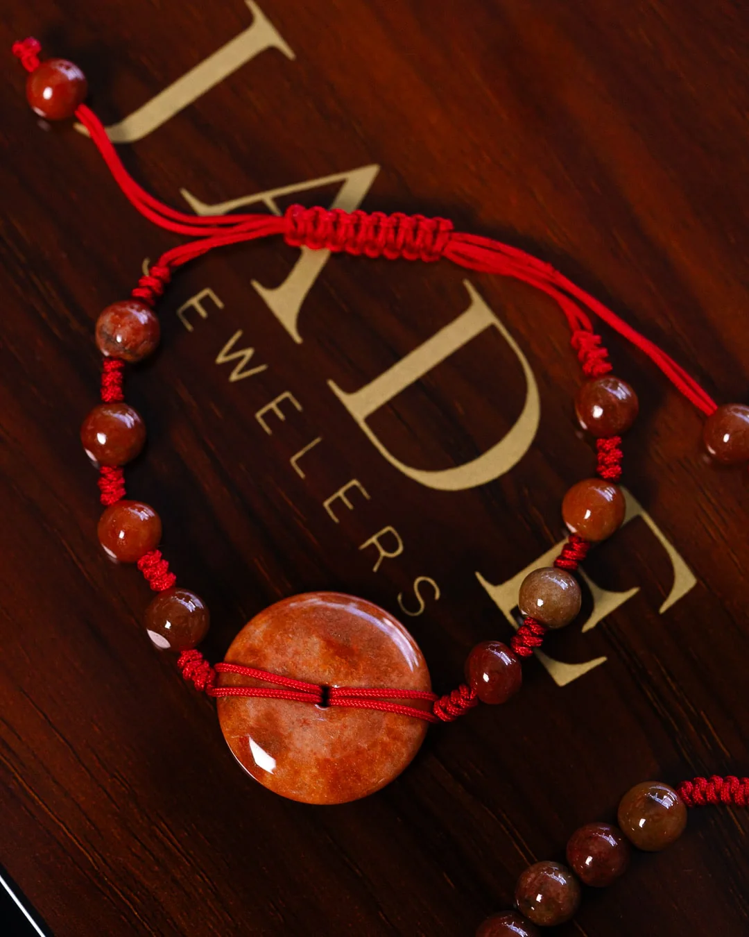Rare Red Donut Jade Rope Bracelet - Image 3