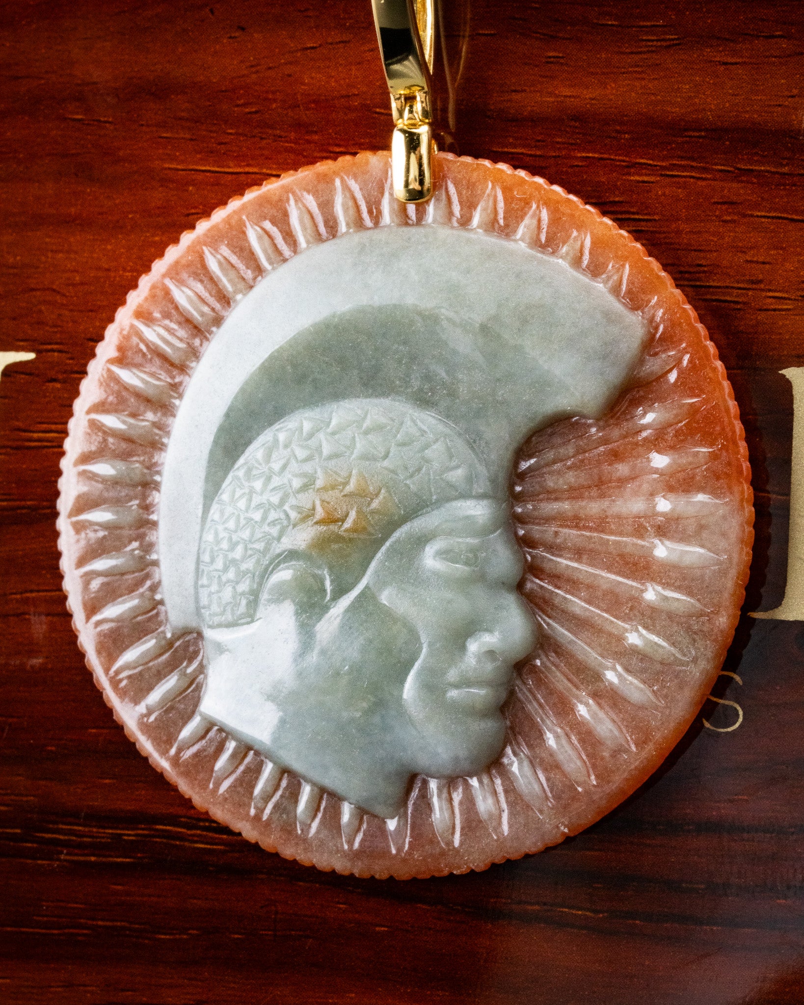 Roman Soldier Red/White Jade Pendant - Image 2
