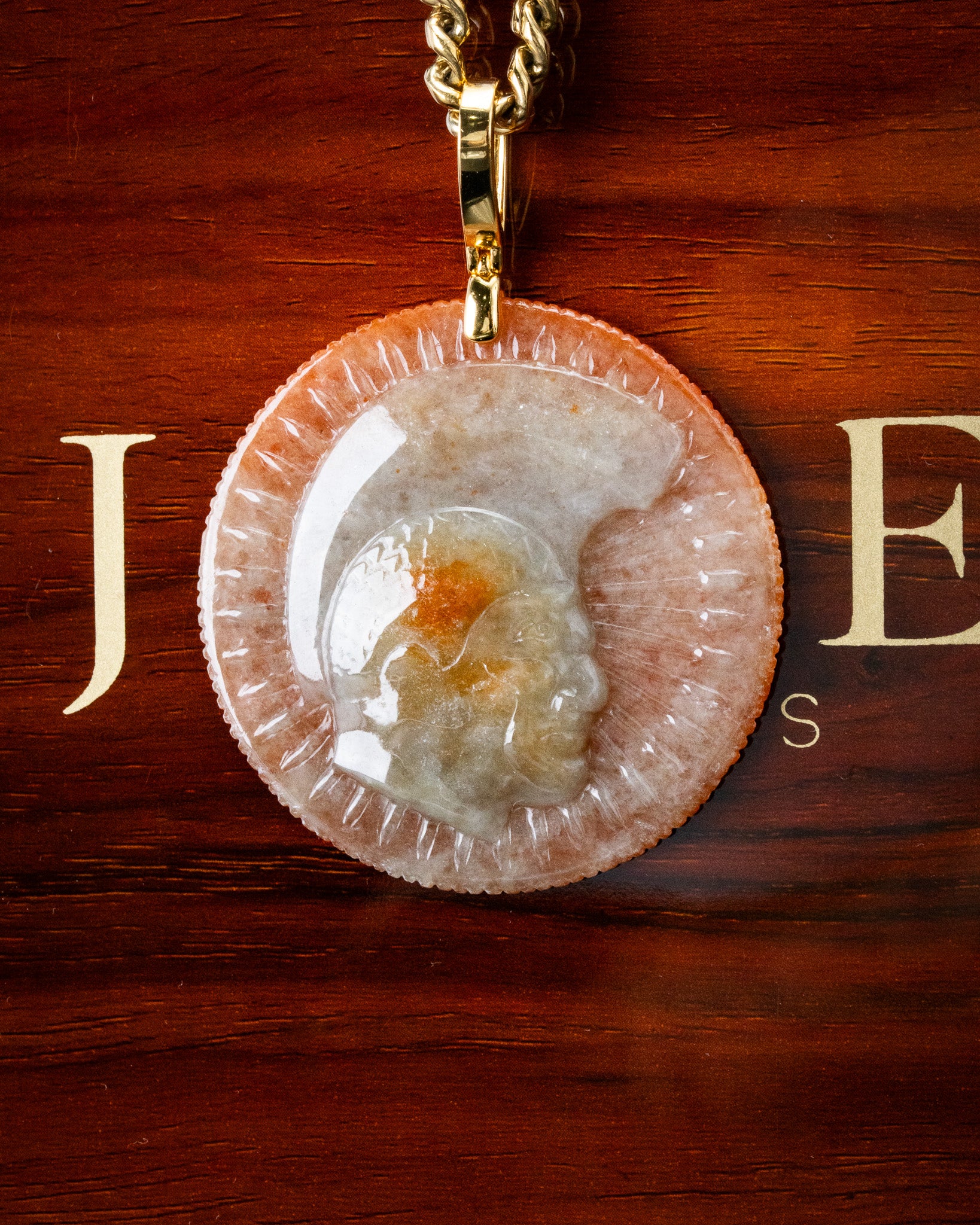 Roman Soldier Red/White Jade Pendant - Image 3