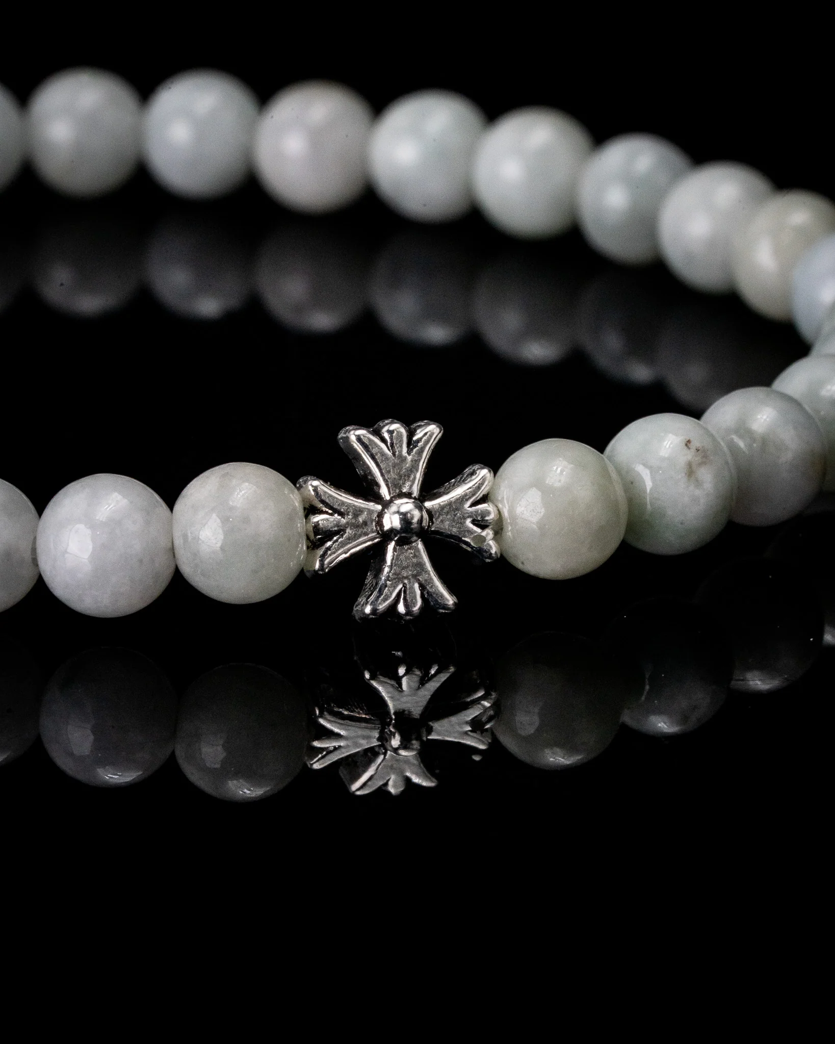 Silver Cross Jade Bracelet - Image 2
