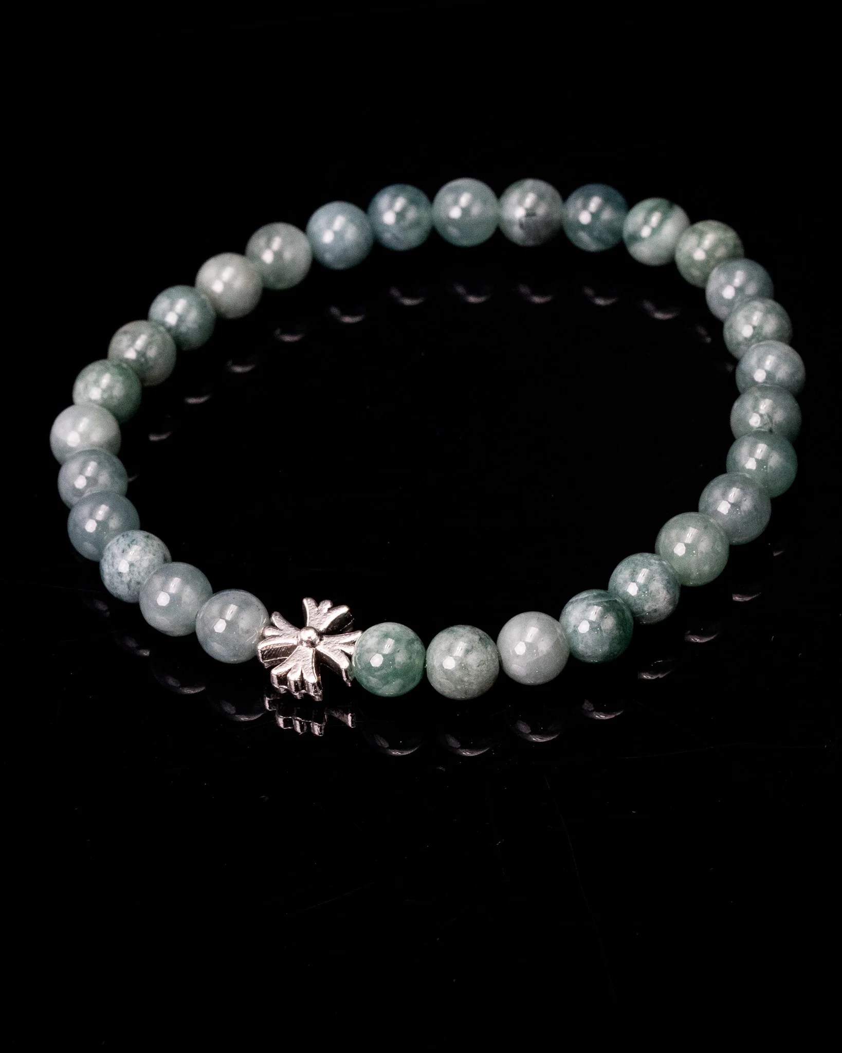 Silver Cross Jade Bracelet - Image 3