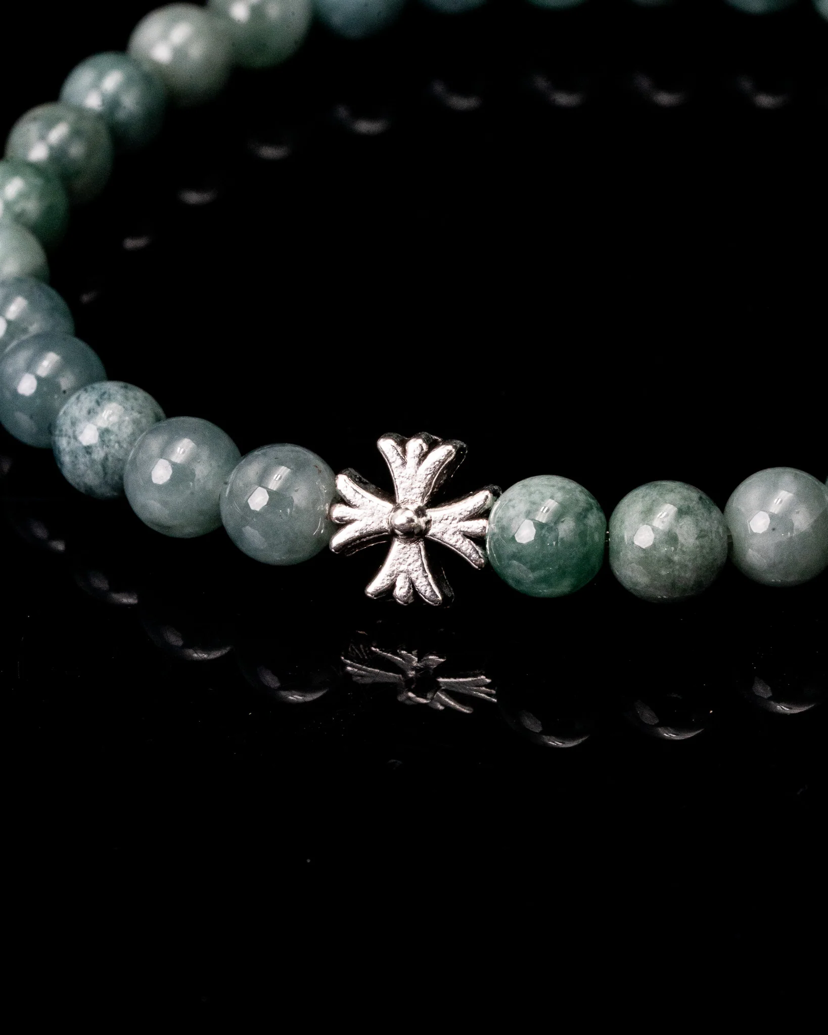 Silver Cross Jade Bracelet - Image 4