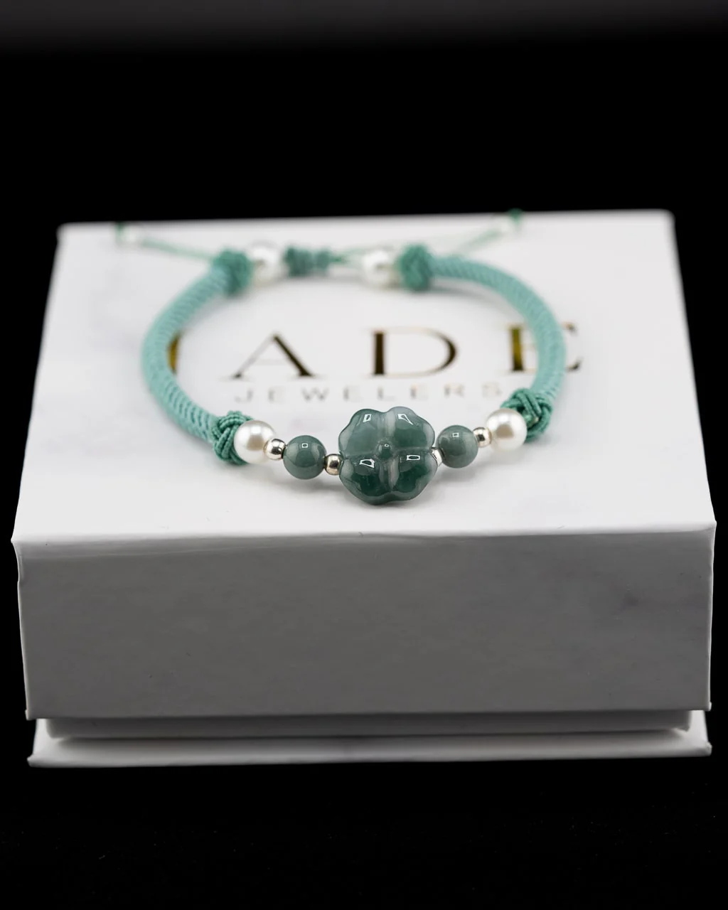 Sky Jade Blossom Rope Bracelet
