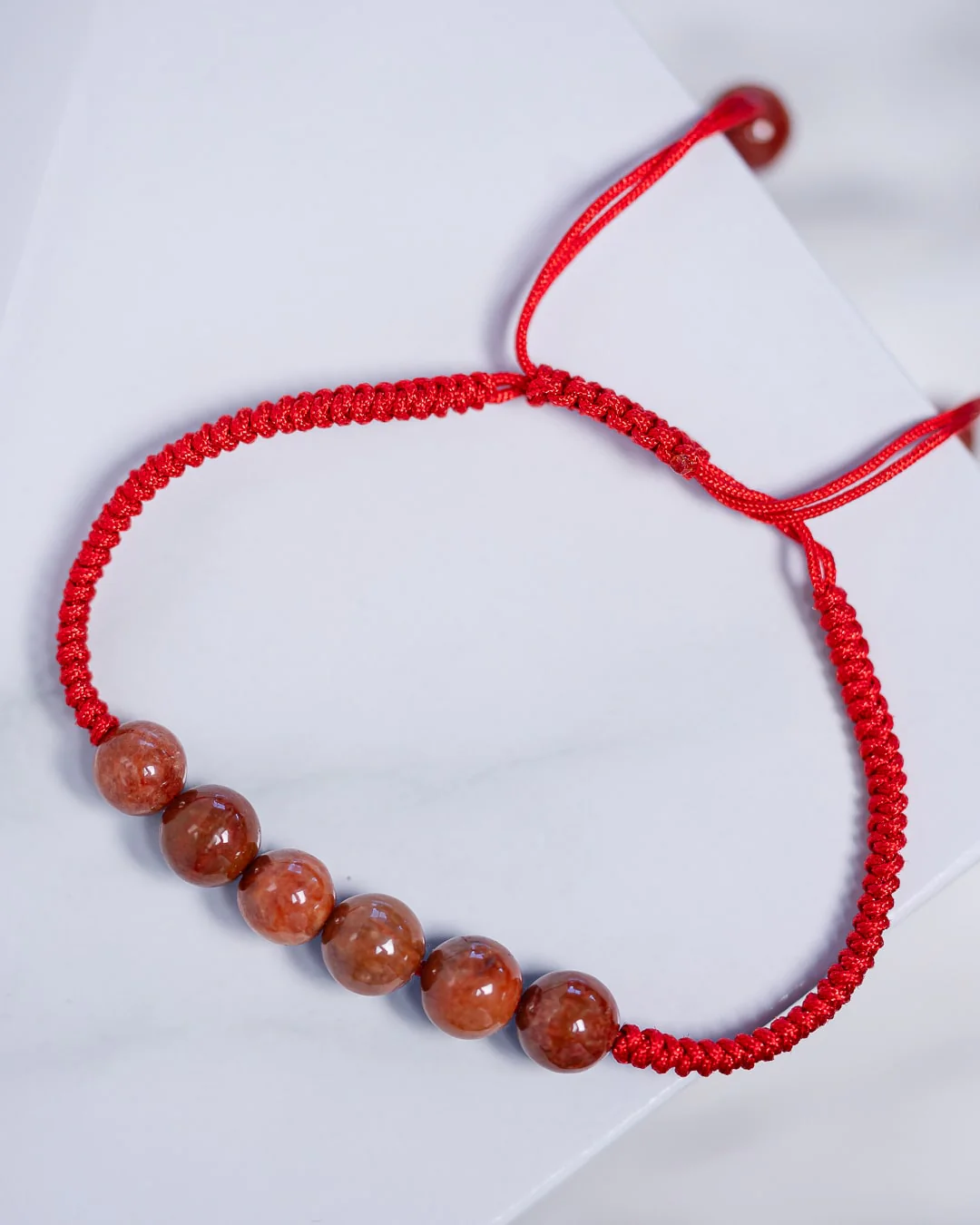 Rare Red Beaded Jade Rope Bracelet - Image 3