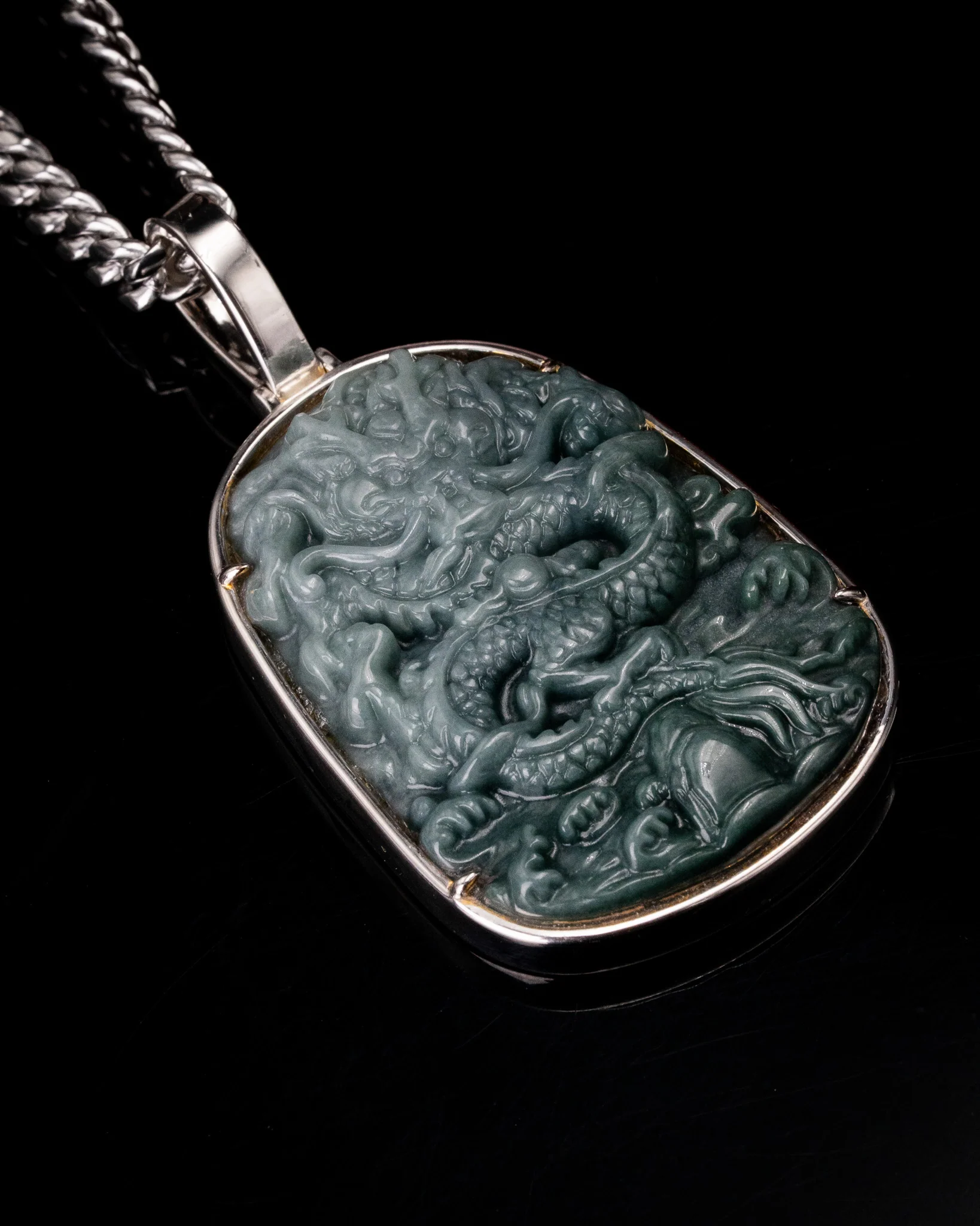 White Golden Flying Over 4 Seas Jade Pendant - Image 2