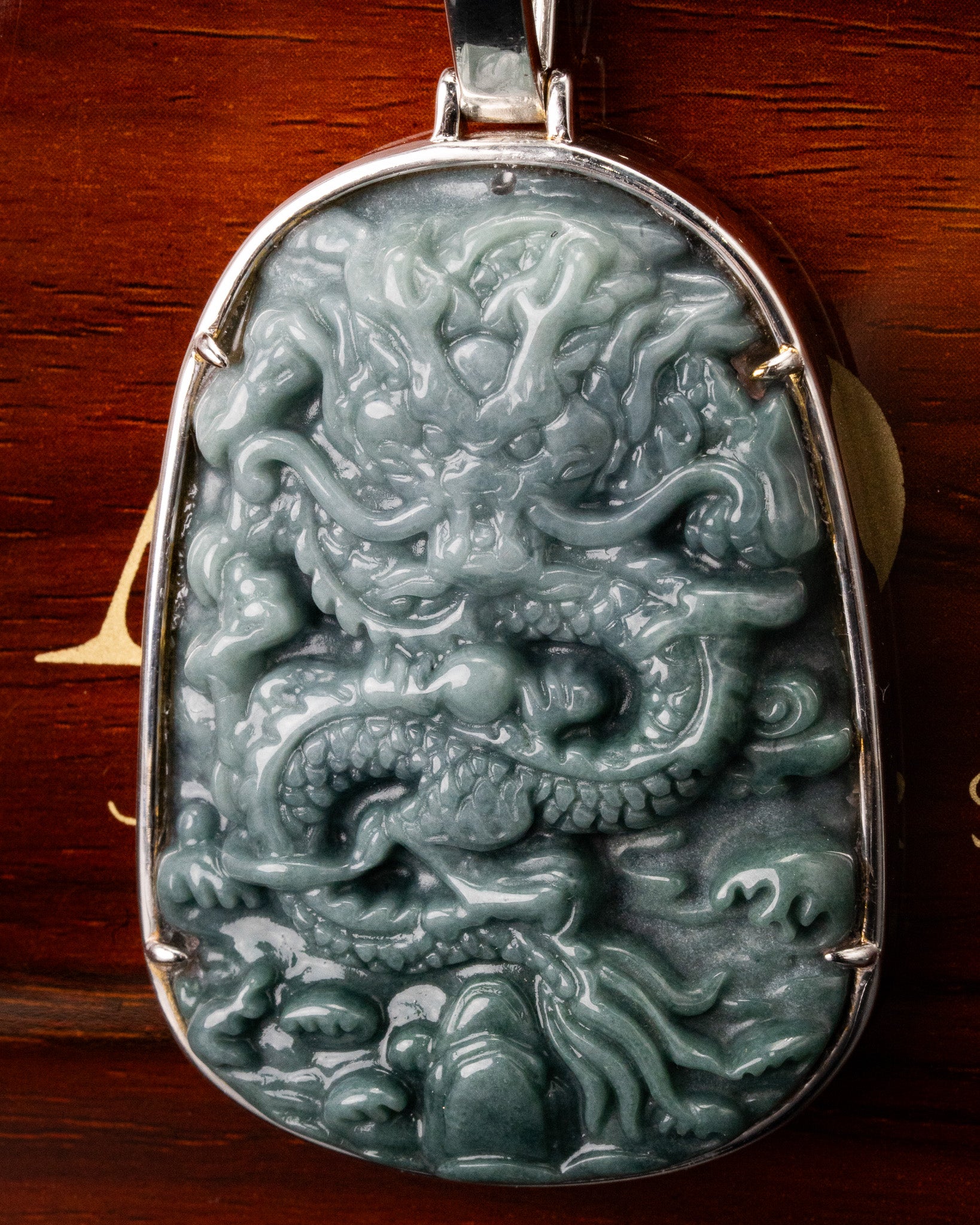 White Golden Flying Over 4 Seas Jade Pendant - Image 4