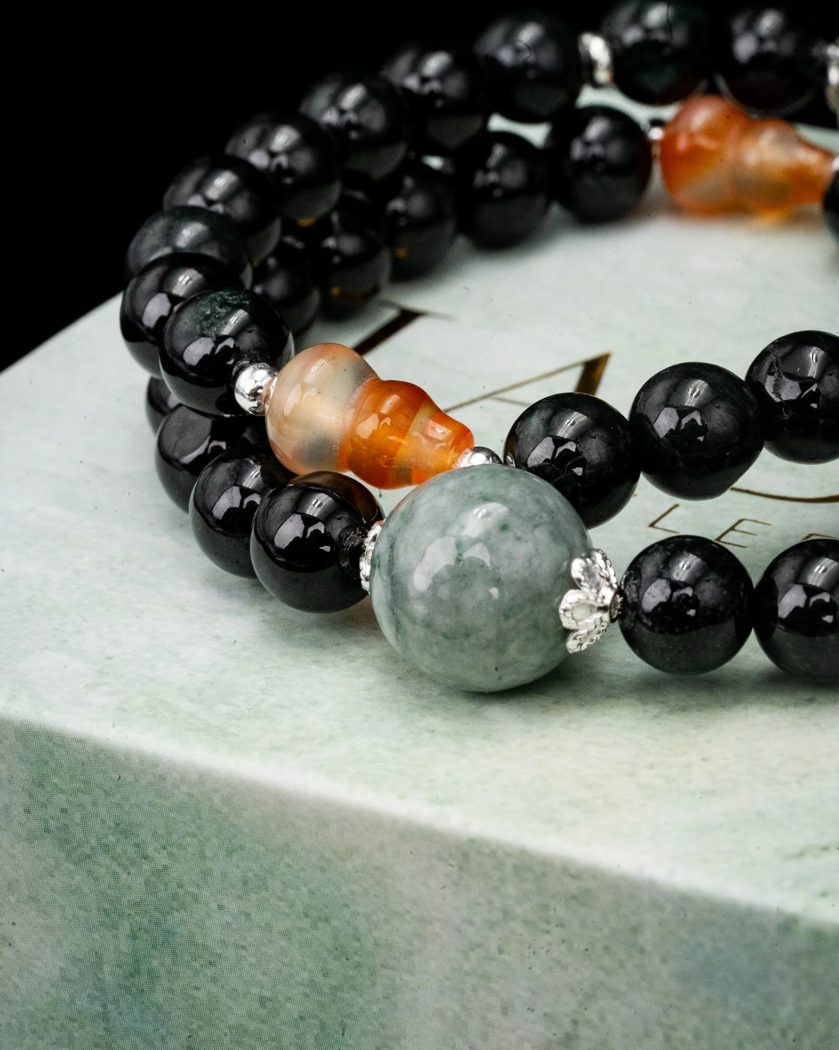 Yellow Gord Black Bead Jade Bracelet - Image 2